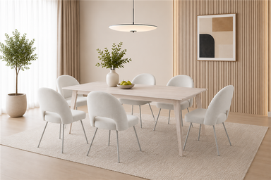 Paloma 7 Piece Acacia Dining Set 180cm - White
