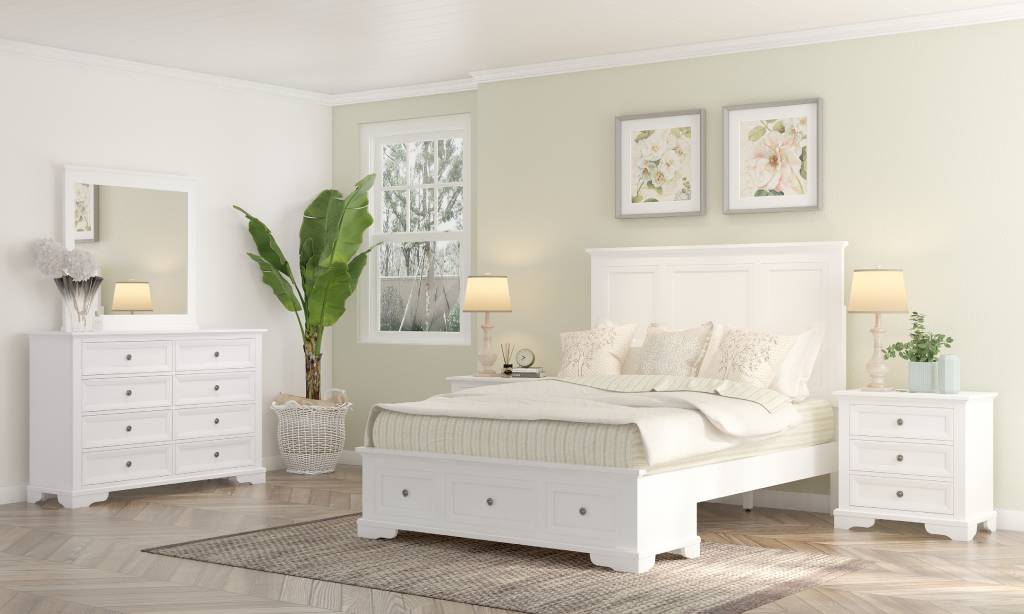 Somerset 5 Piece King Bedroom Suite with Dresser & Mirror - White