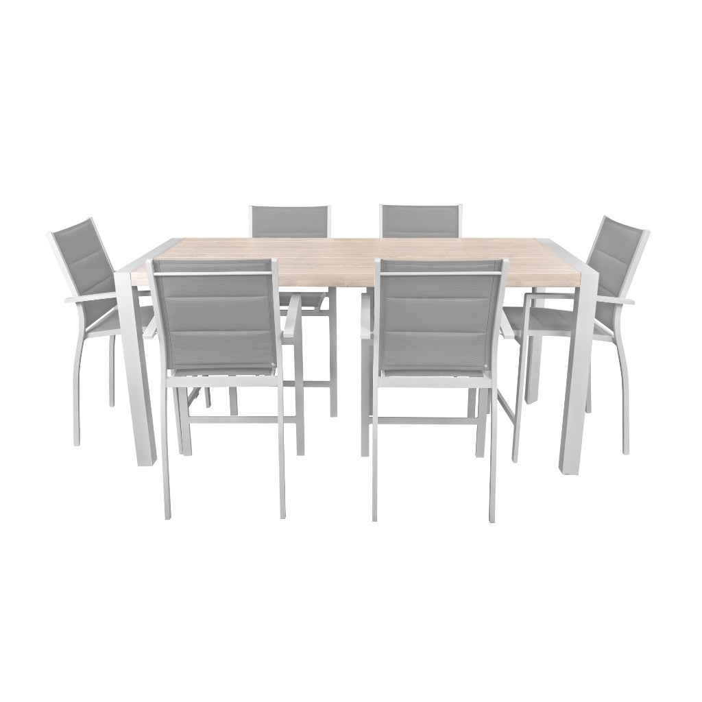 Torrens Outdoor 7 Piece Bar Setting 200cm - White