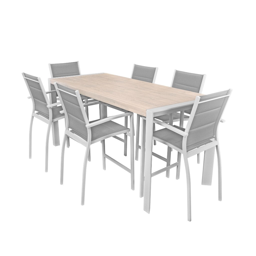 Torrens Outdoor 7 Piece Bar Setting 200cm - White