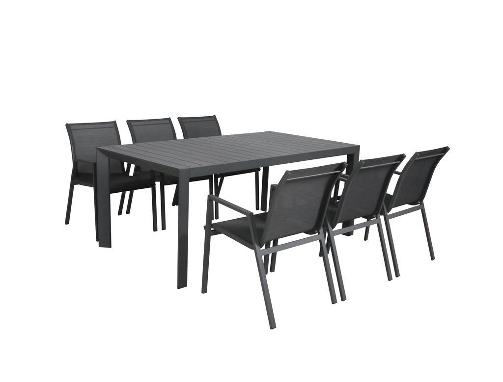 Paloma 6 Seater Outdoor Dining Table & Chair Set - Charcoal