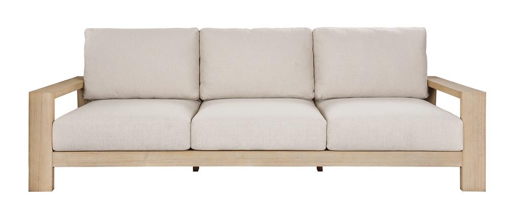 Kuhl 3 Seater Eucalyptus Timber Outdoor Sofa - White Wash