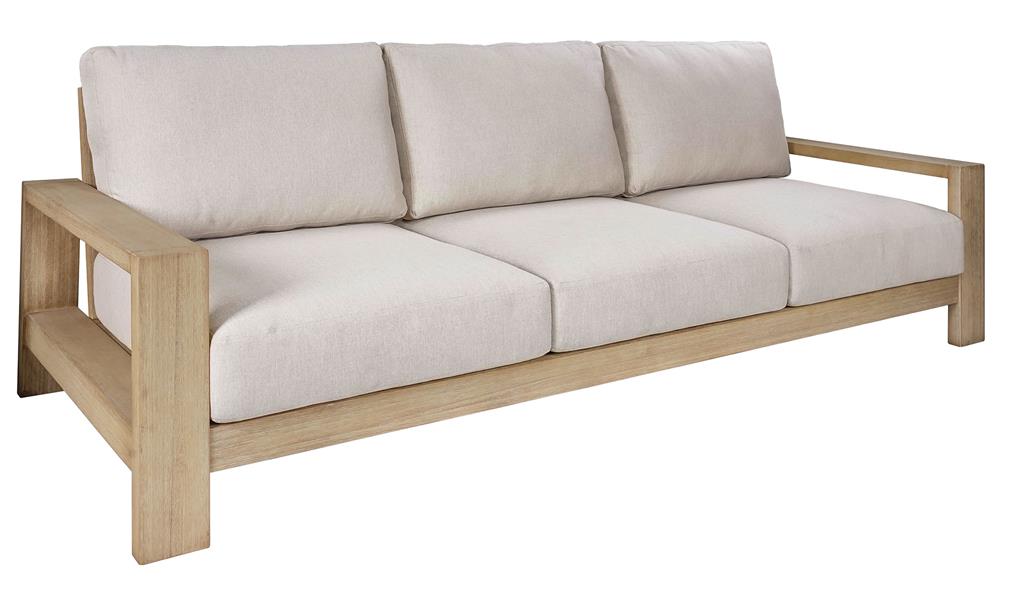 Kuhl 3 Seater Eucalyptus Timber Outdoor Sofa - White Wash