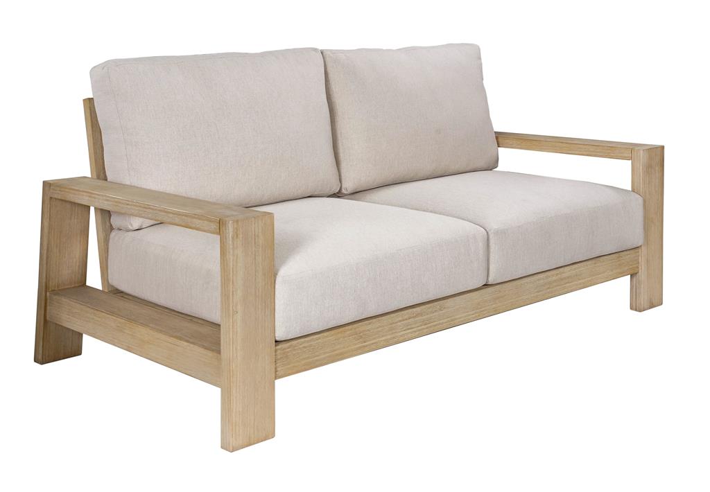 Kuhl 2 Seater Eucalyptus Timber Outdoor Sofa - White Wash