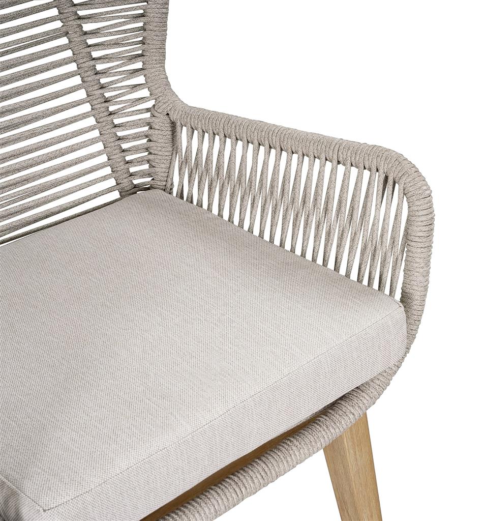 Kuhl Rope & Eucalyptus Timber Outdoor Dining Chair - White Wash
