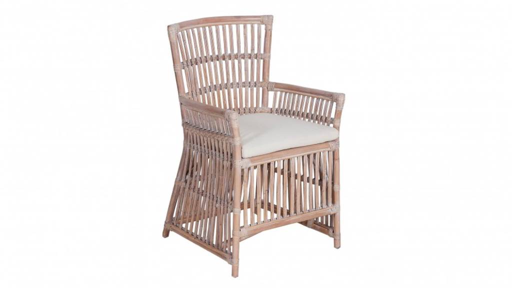 Rye Rattan Arm Chair - White Wash