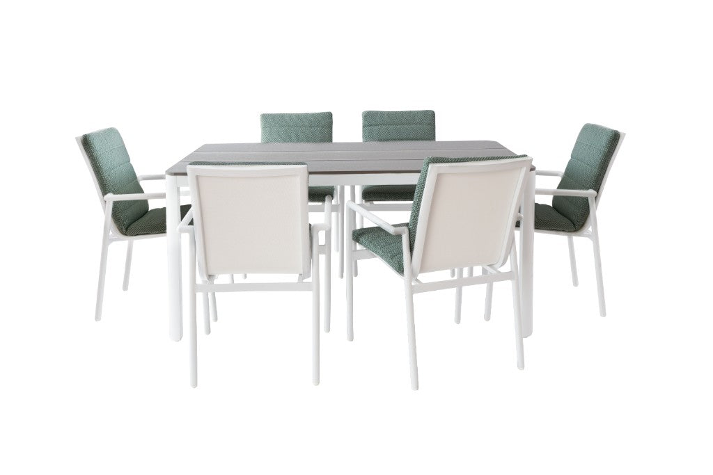 Seabreeze Outdoor 7 Piece Dining Set - White/Sea Mist Green