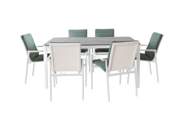 Seabreeze Outdoor 7 Piece Dining Set - White/Sea Mist Green