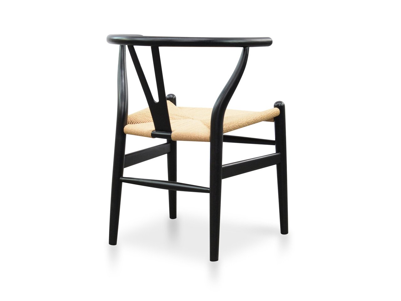 Set of 2 - Harper Wooden Dining Chair - Black - Natural Seat