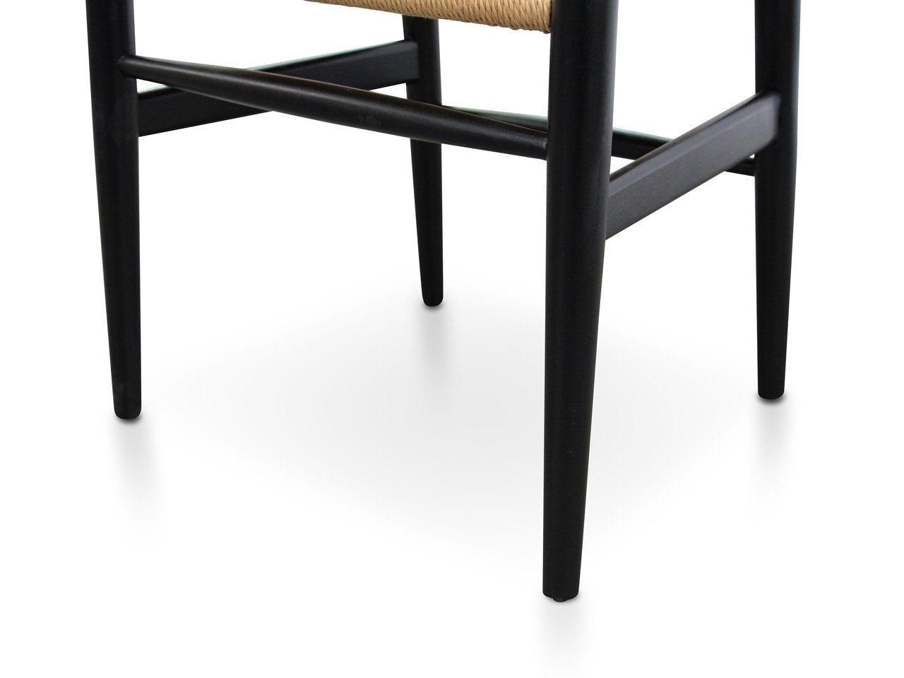 Set of 2 - Harper Wooden Dining Chair - Black - Natural Seat