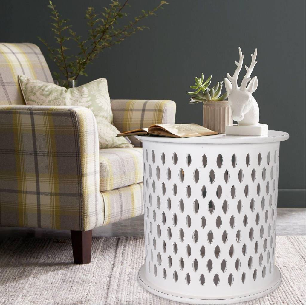 Tessera Round Side Table - White