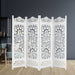 Room Divider Carved Screen - White Antique
