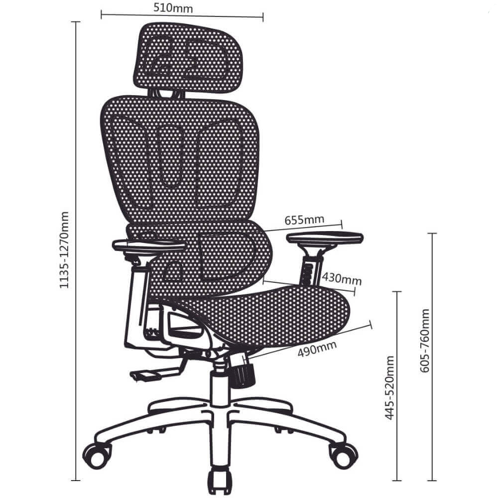 Montana High Back Mesh Executive Office Chair with Headrest - Black