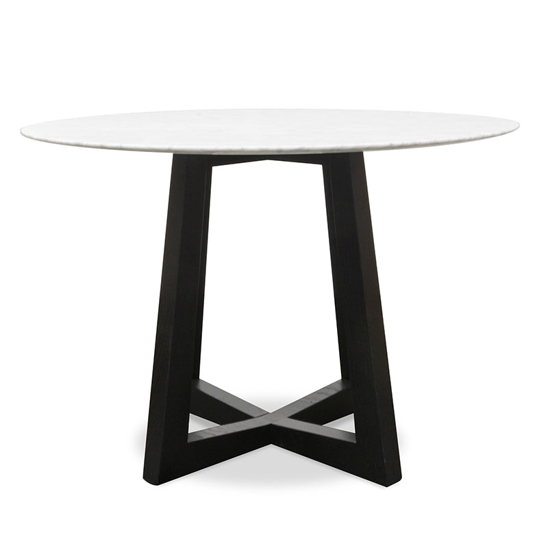 1.15m Round Marble Dining Table - Black Base - image 2