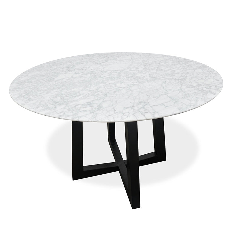 1.15m Round Marble Dining Table - Black Base - image 3