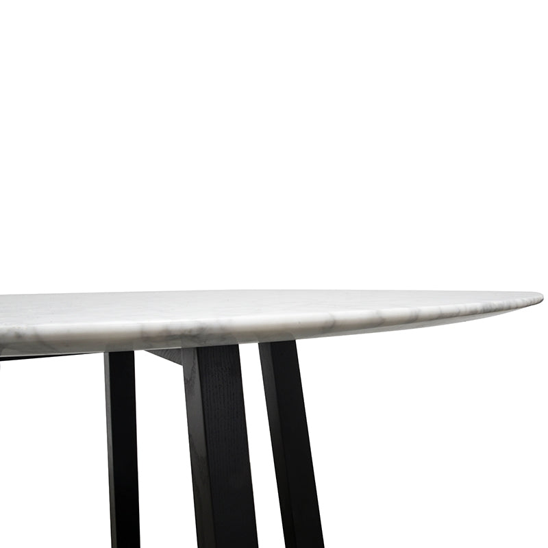 1.15m Round Marble Dining Table - Black Base - image 5