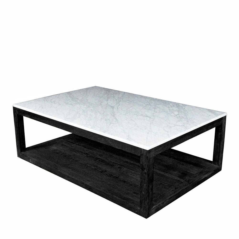 Denver Marble Top Timber Coffee Table - Black