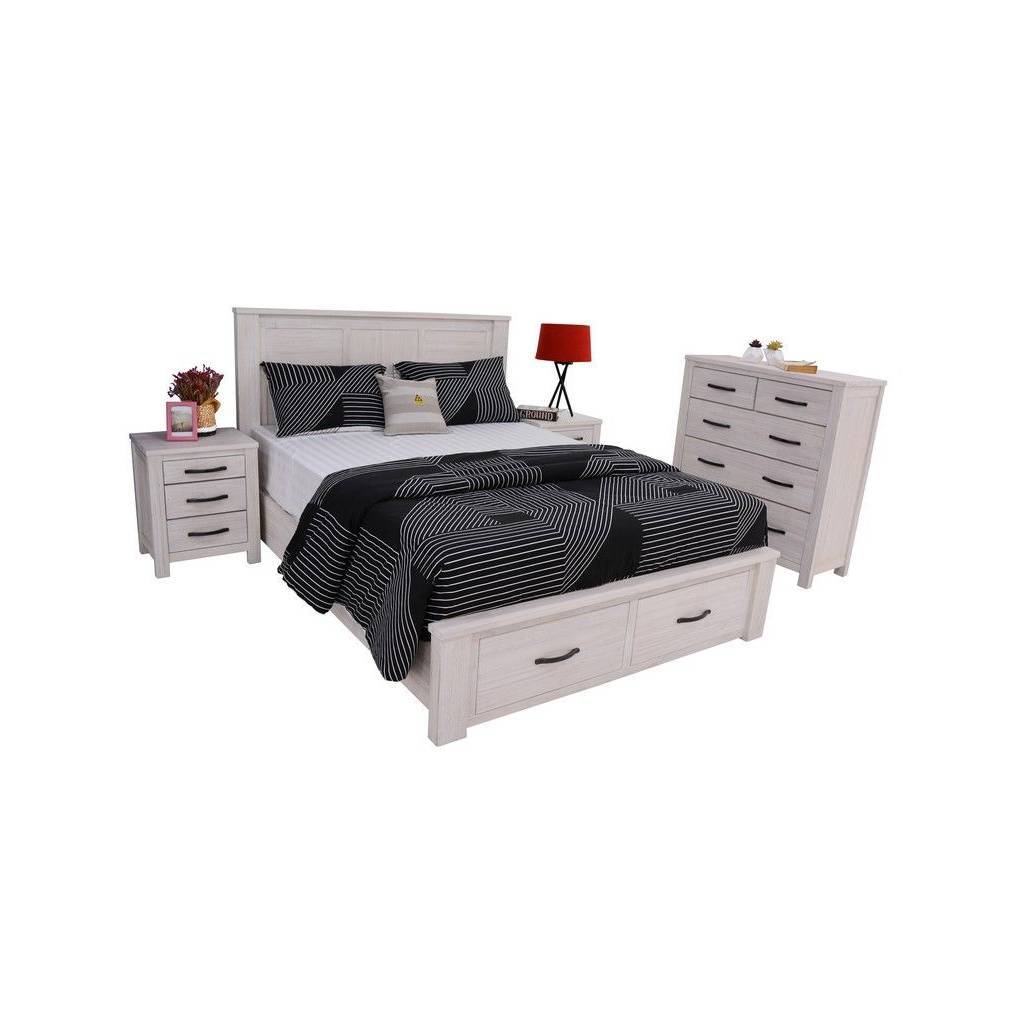 Frankie 4 Piece Mountain Ash Timber Bedroom Suite with Tallboy, Queen