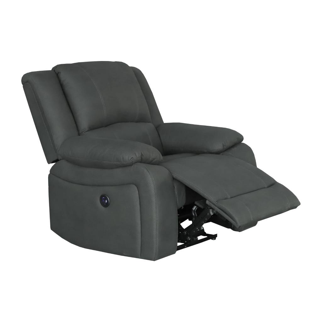 Carmela Rhino Fabric Electric Reclining Chair - Jet