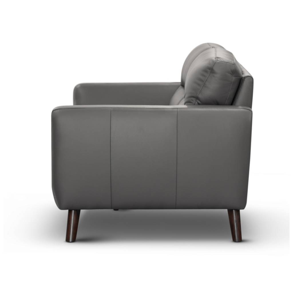 Madelaine 3 Seater Leather Lounge in Gunmetal
